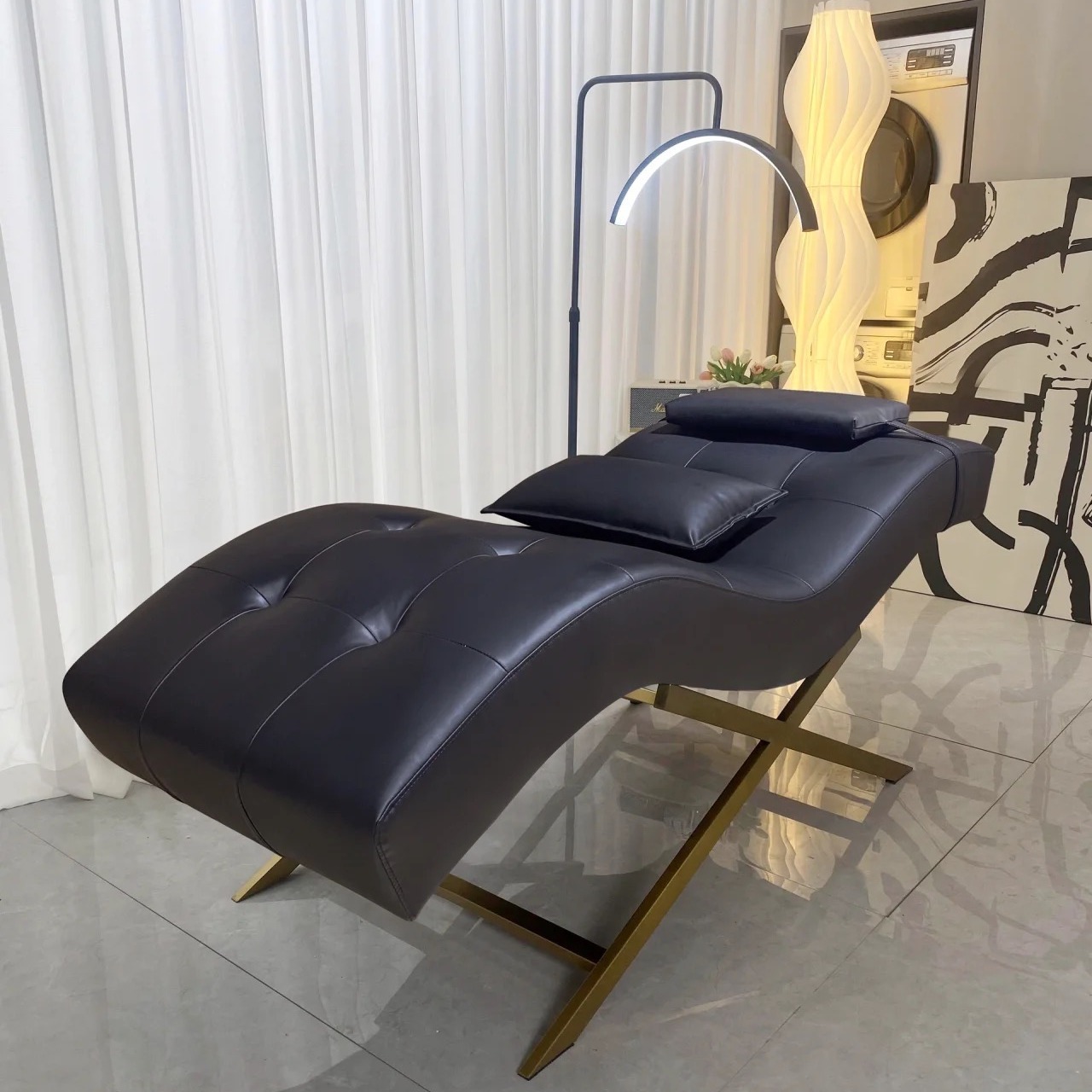 Modern Portable Foldable Adjustable Beauty Eyelash Massage Table Spa Salon Facial Chair Pink Curve Lash Bed