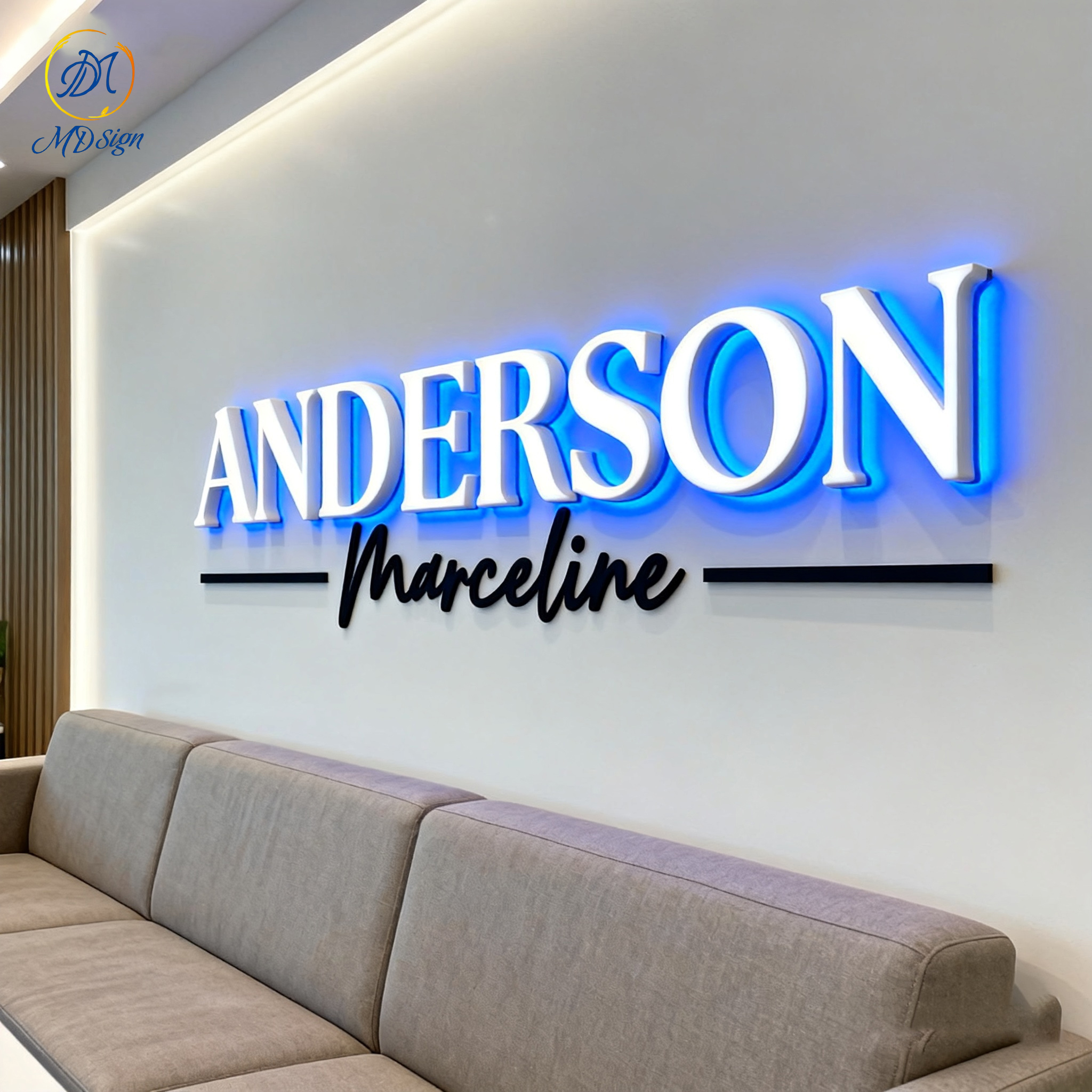 Factory Customization 3D Logo Signage Business logo Metal Backlit Name LED Lighted Board for Beauty Medical Clinic logo