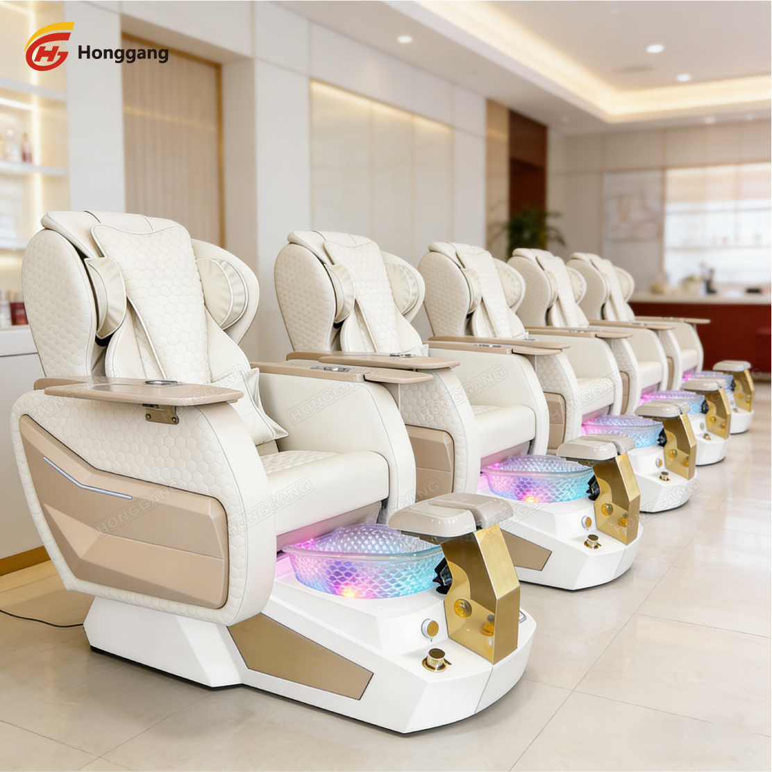 Modern Electric Full Body Massage Foot Spa Chair Comfortable Manicure Pedicure Chair with Wireless Charger
