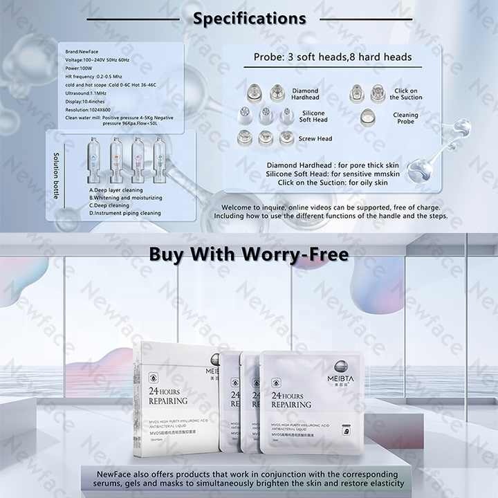 Newface Trend 2024 New Beauty Care Hidra Face Aqua Water Jet Peel Wrinkle Remover Micro Hydrodermabrasion Solution Hydra Machine