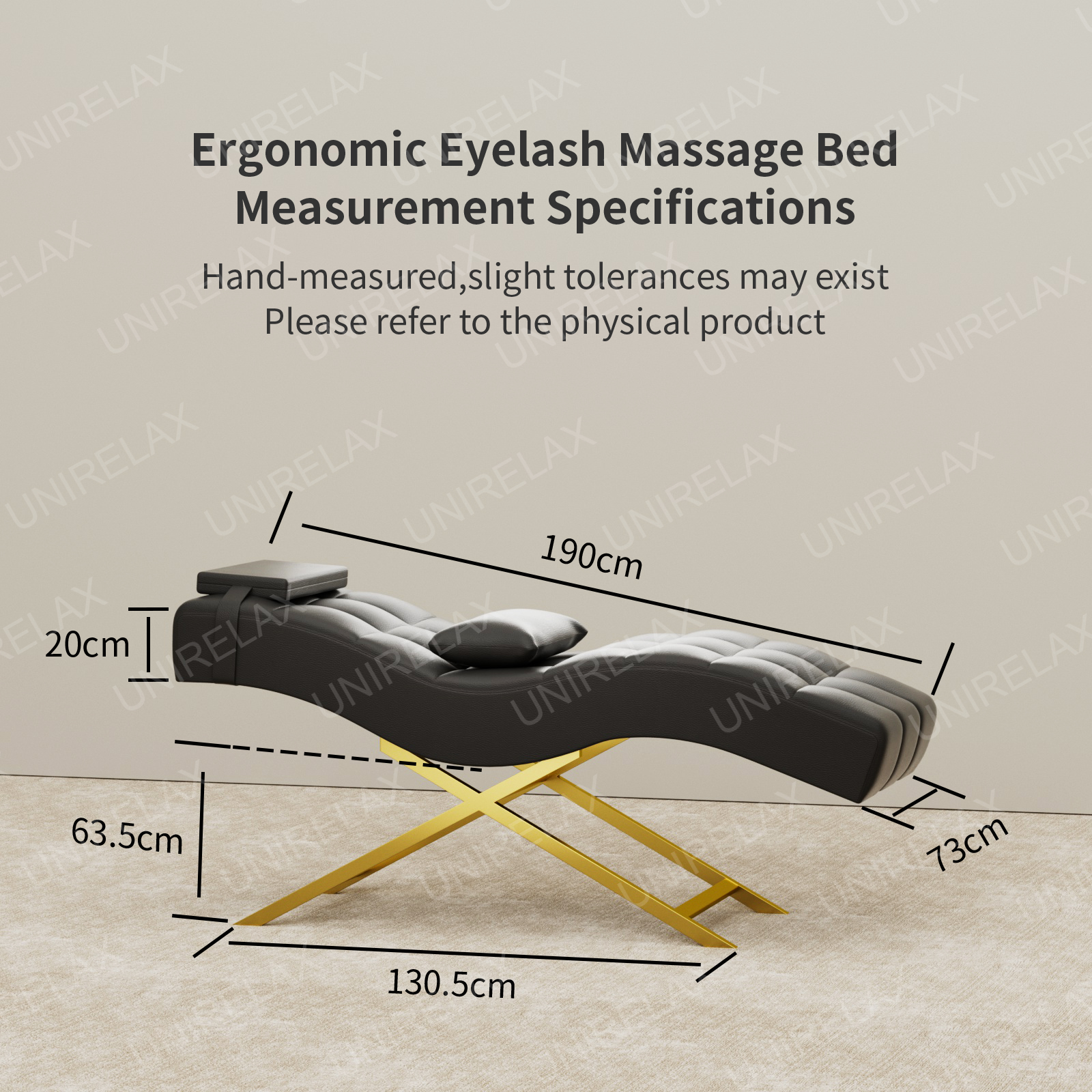Union Win Luxury Physiotherapy Bed Set Topper Modern Design with New Stainless Steel Base Curved Eyelash Lash Beds for Beauty