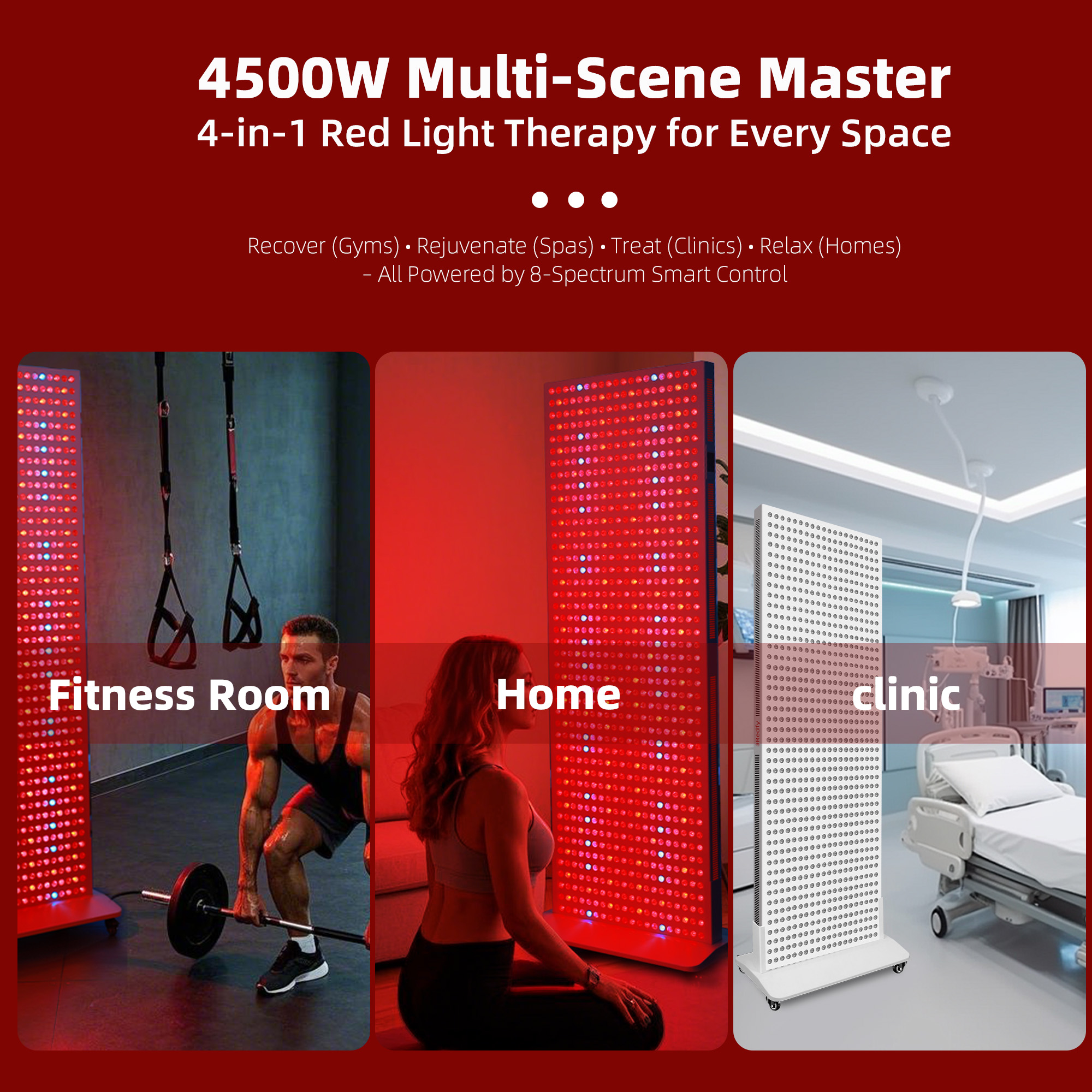 2025 Newest RT4500S+ Full Body 8 Waves High Irradiance Low EMF Medical Grade Clinic Spa Red Light Therapy Panel Full Body