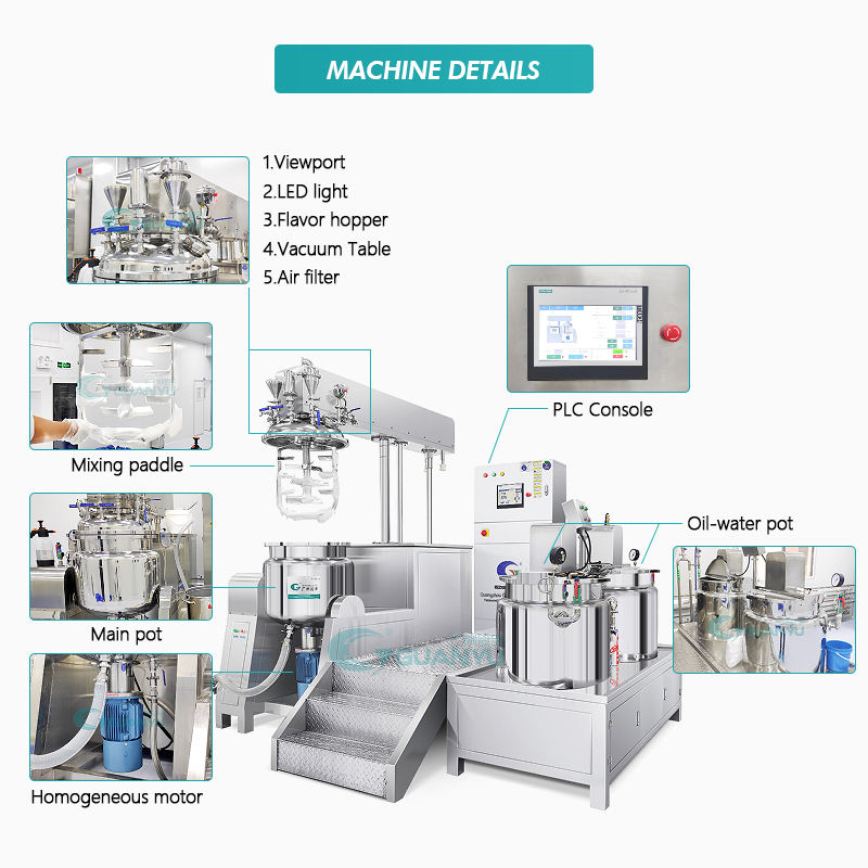 Cosmetics Production Equipment Cosmetic Cream Mixer Vacuum Homogeneous Emulsifying Machine