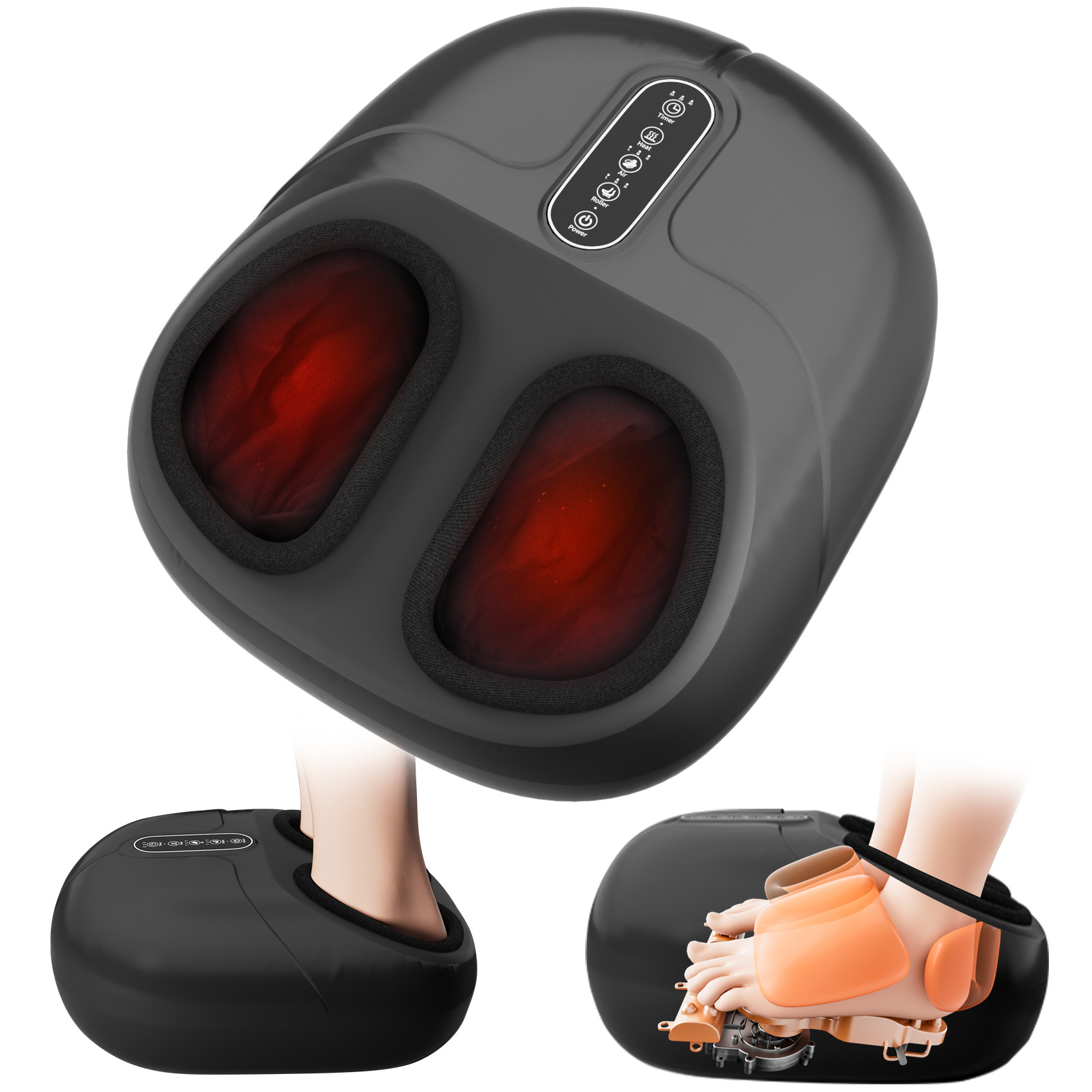 Automatic Foot Massager with Infrared Physiotherapy Heat Therapy Electric Kneading Spa Machine for Feet &amp; Legs Digital Controls