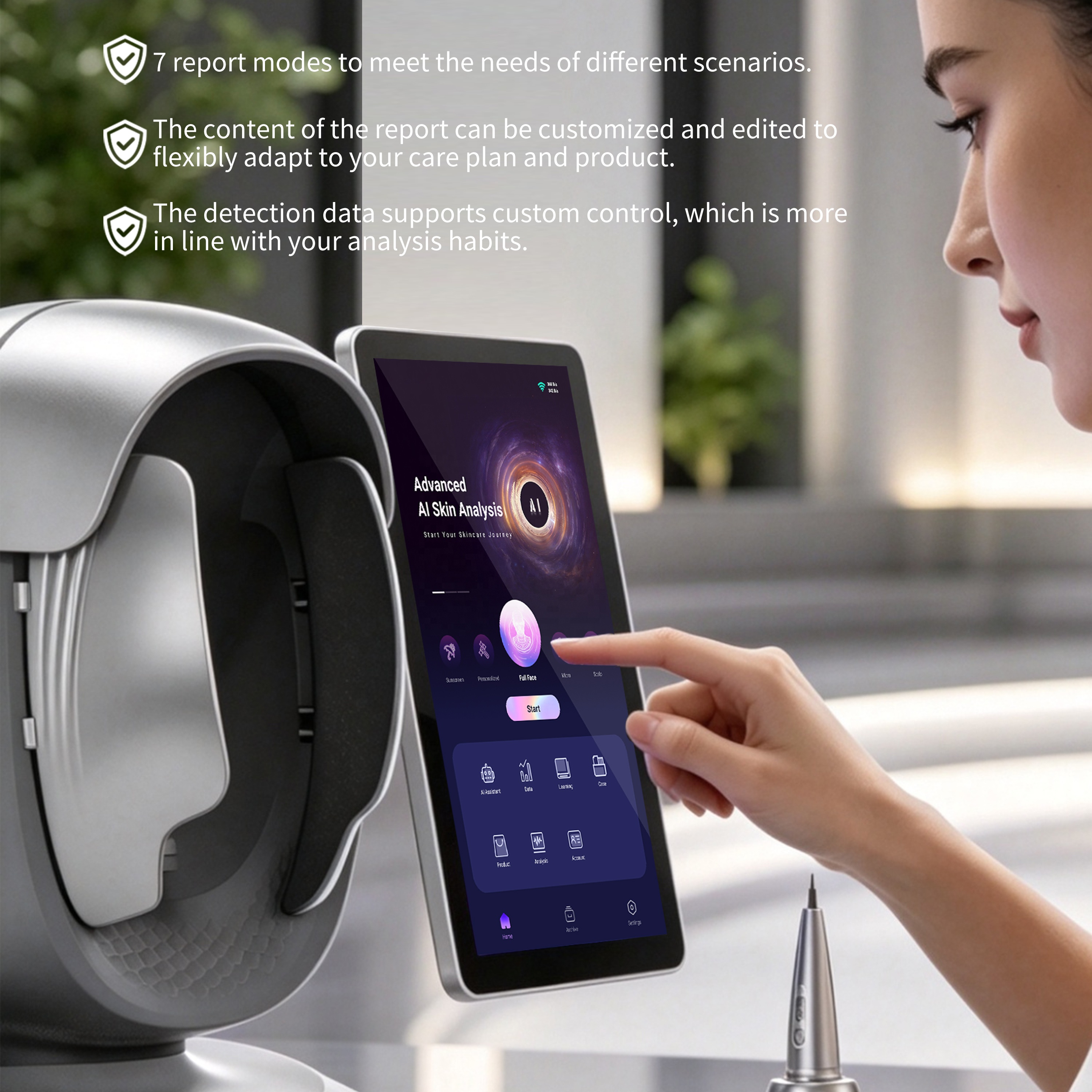 Professional AI Facial Diagnostic Device with Smart Skin Detector and Skin Pigmentation Analyzer for Beauty Salon