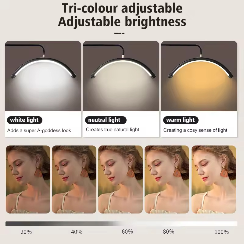 Hotsale 19inch 23inch Half Moon Lamp for Eyelash Extension Makeup Skincare Salon Massage Bed Light Free Gooseneck E204