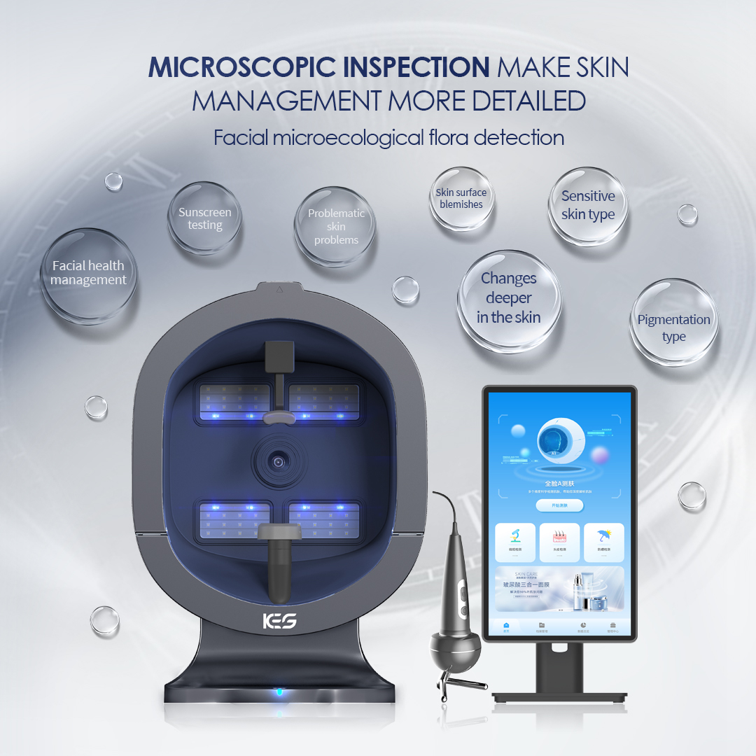 Kes 3D Smart Full Face Moisture Wrinkles Acne Scanner Skin Analyzer Machine For Skincare Facial AI Supports