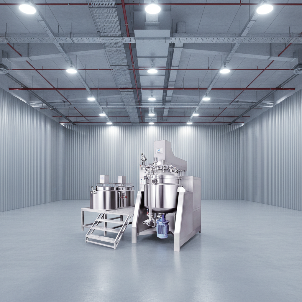 High Productivity Automatic Cosmetics Manufacturing Equipment Homogenizer Milling Vacuum Emulsifying Machine Skin Lightening