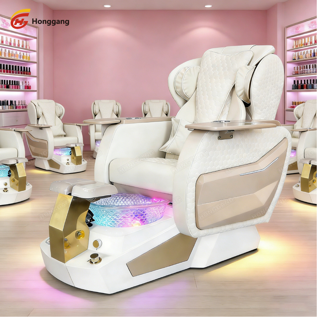 Modern Electric Full Body Massage Foot Spa Chair Comfortable Manicure Pedicure Chair with Wireless Charger
