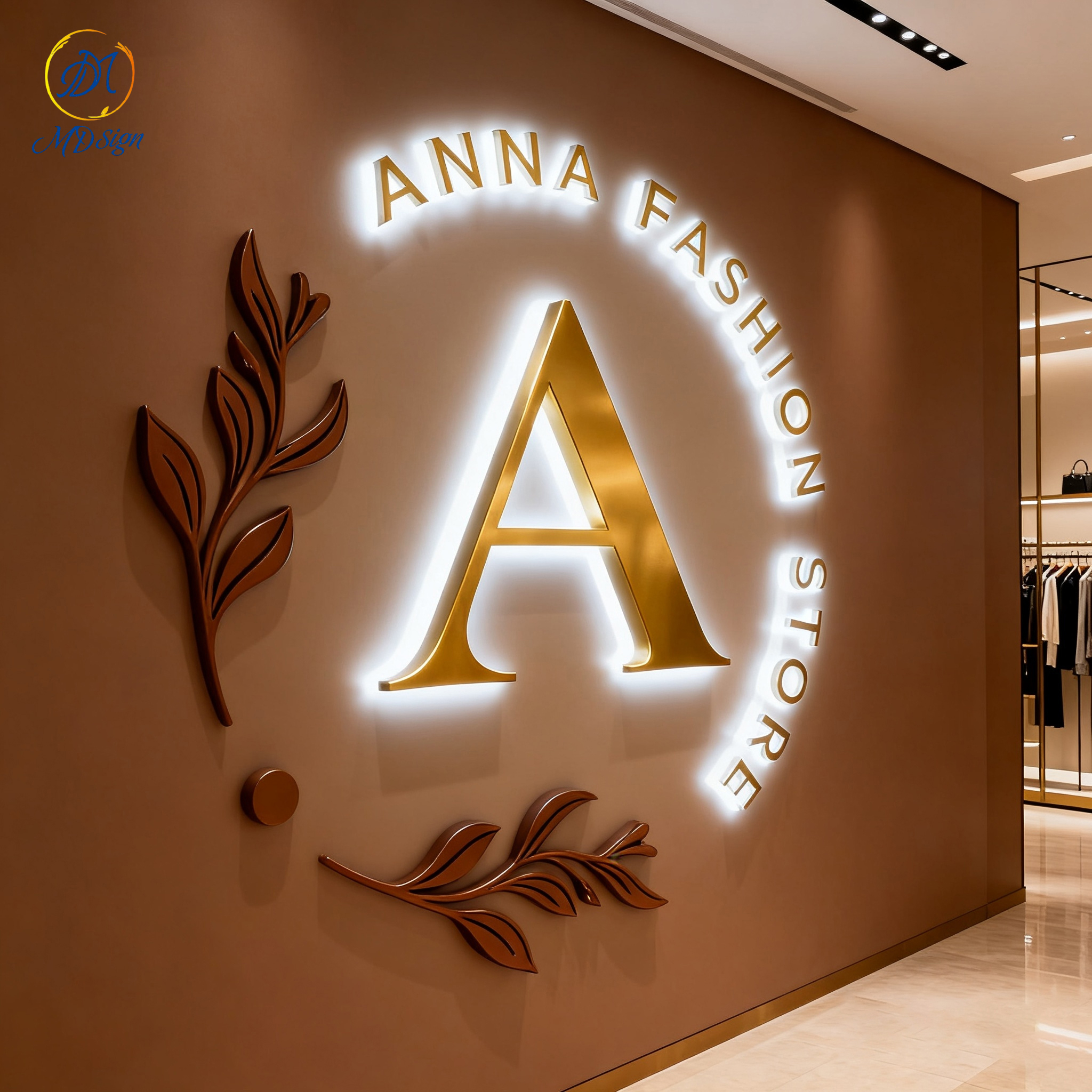 Factory Customization 3D Logo Signage Business logo Metal Backlit Name LED Lighted Board for Beauty Medical Clinic logo