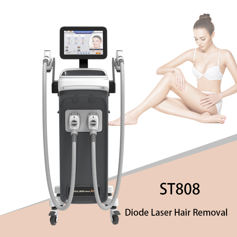Factory OEM ODM Dual Handles Design Online Technical Support Diode Laser Hair Removal Equipment for International Beauty Market