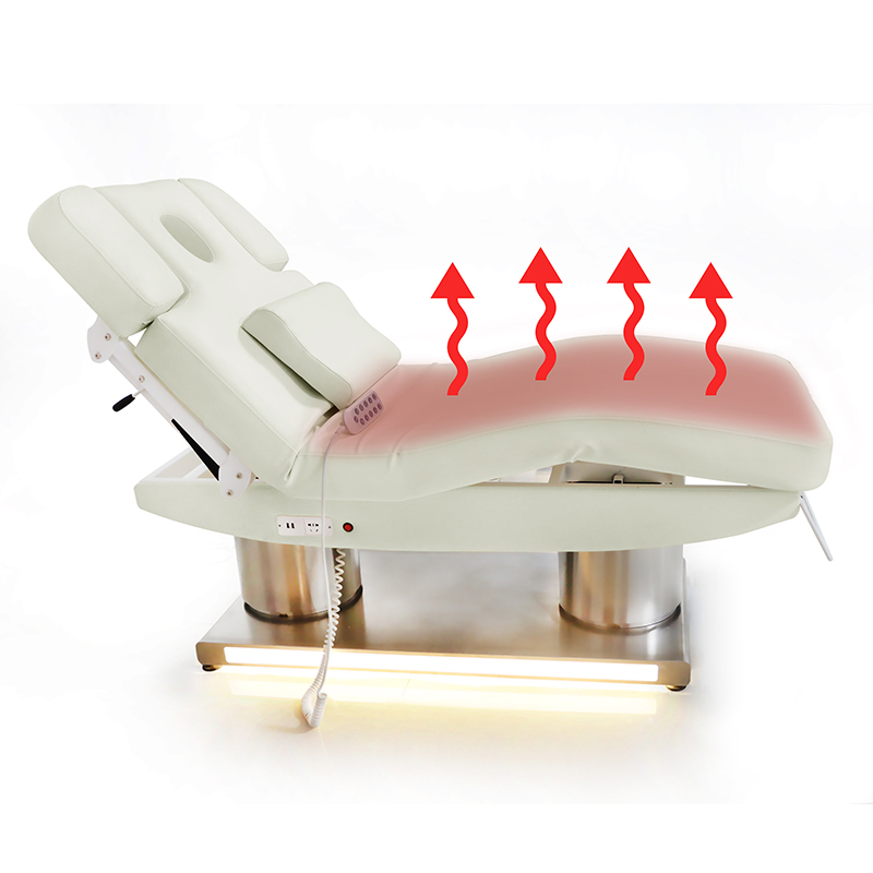 YIMMI Electric Facial Bed With Heating And Massage Adjustable Stainless Steel Base Salon Spa Treatment Table Esthetic Equipment