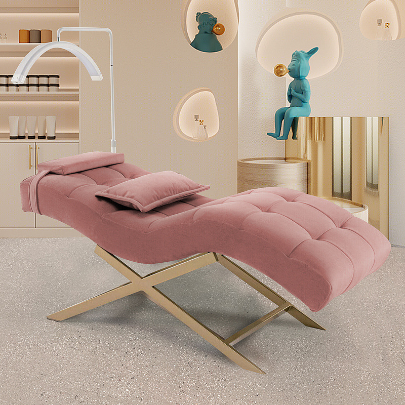 Modern Portable Foldable Adjustable Beauty Eyelash Massage Table Spa Salon Facial Chair Pink Curve Lash Bed