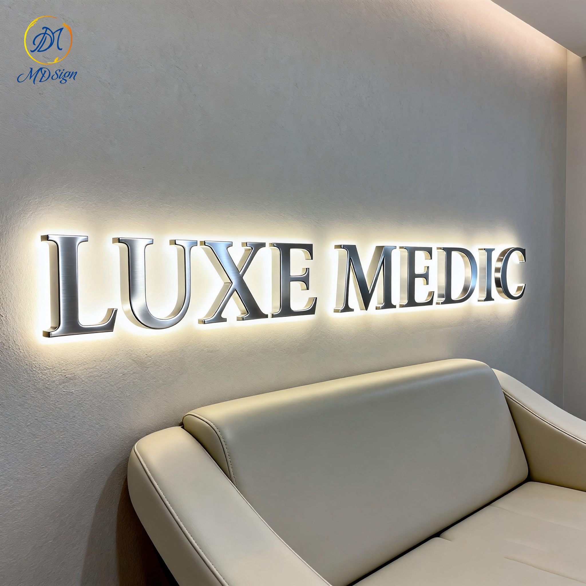 Factory Customization 3D Logo Signage Business logo Metal Backlit Name LED Lighted Board for Beauty Medical Clinic logo