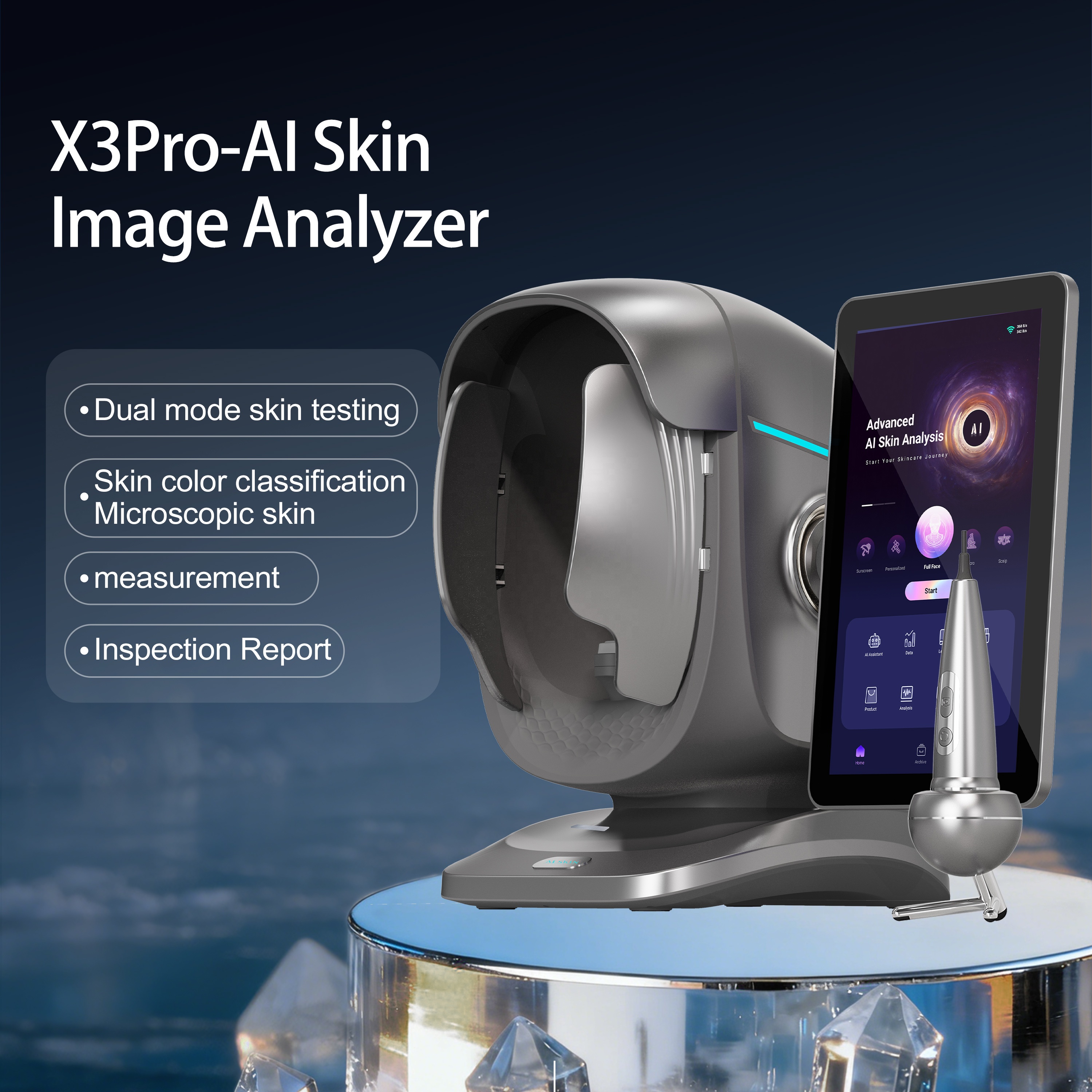 Professional AI Facial Diagnostic Device with Smart Skin Detector and Skin Pigmentation Analyzer for Beauty Salon
