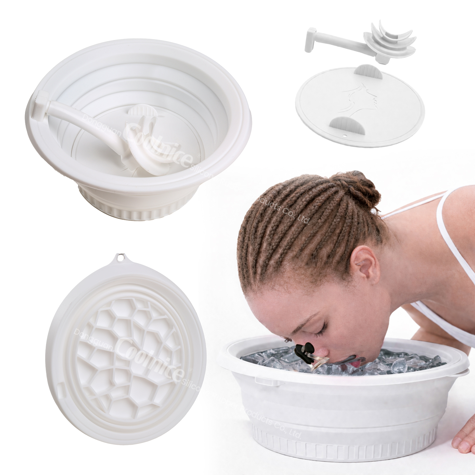 New Product Idea 2026 Skincare Tool Accessories BPA Free Silicone Facial Ice Therapy Basin With Breathing Tubes