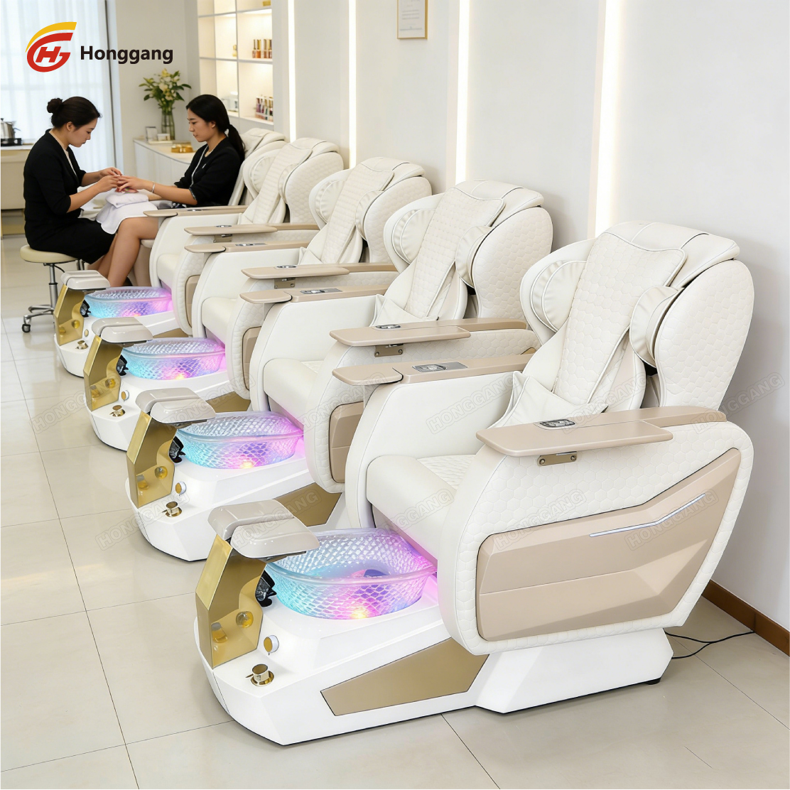 Modern Electric Full Body Massage Foot Spa Chair Comfortable Manicure Pedicure Chair with Wireless Charger