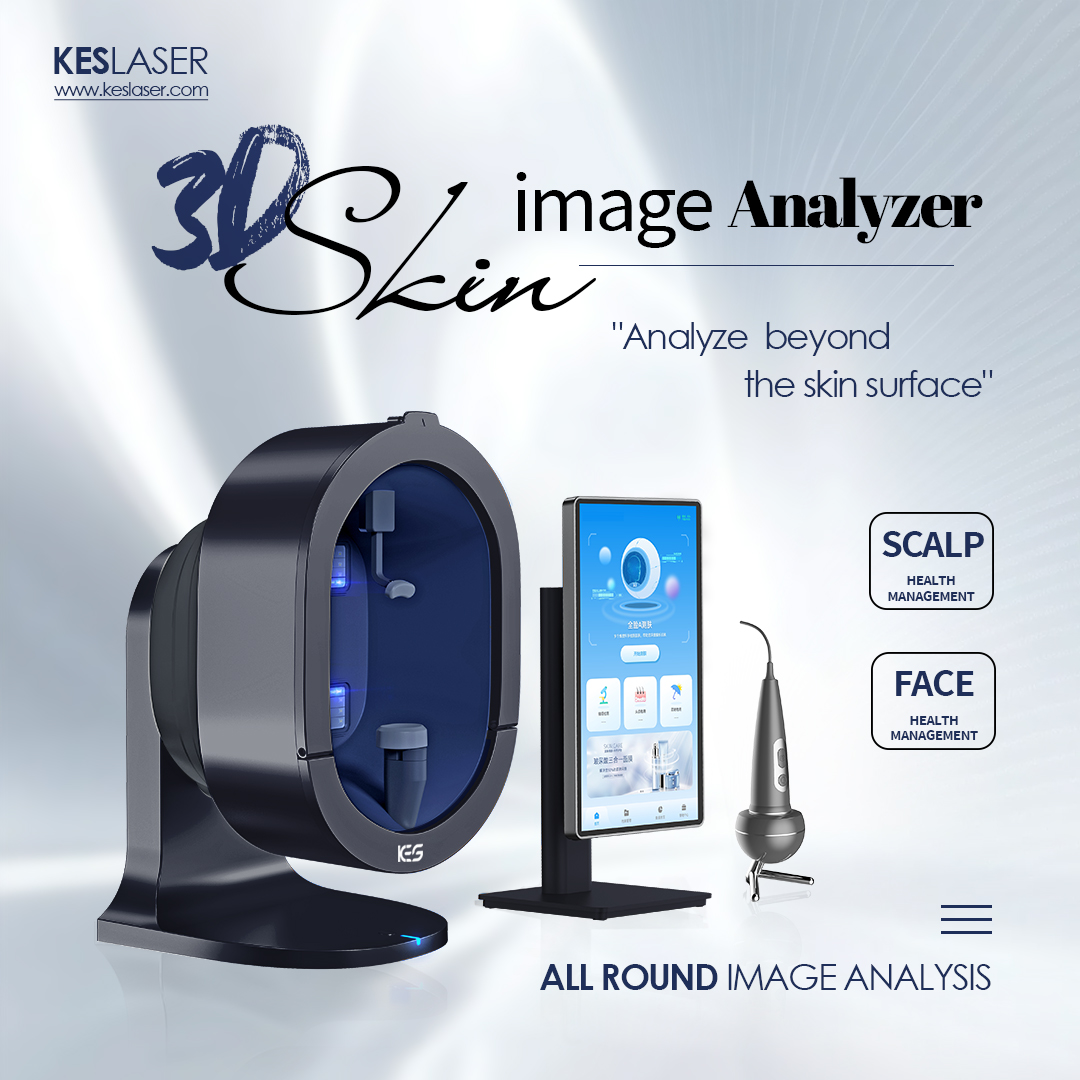 Kes 3D Smart Full Face Moisture Wrinkles Acne Scanner Skin Analyzer Machine For Skincare Facial AI Supports