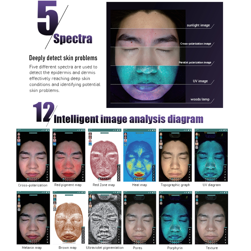 Factory Production New Multifunctional 3D Beauty PC Skin Image Analyzer Intelligent Facial Analysis Test