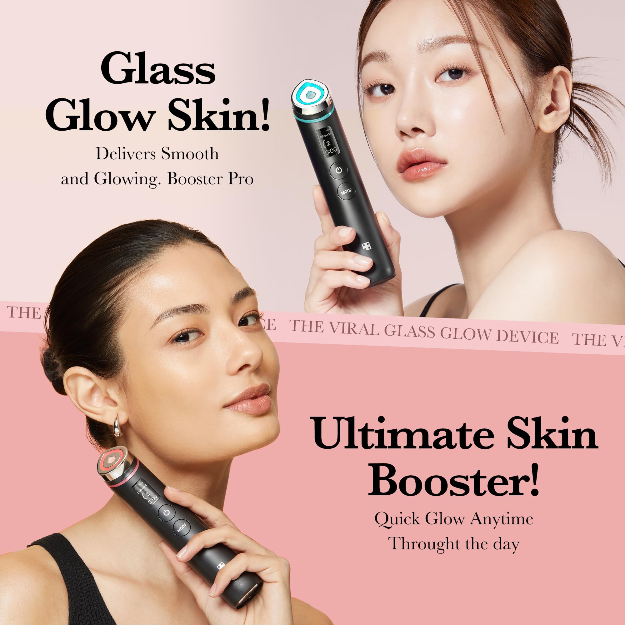 MEDICUBE Age-R Booster Pro Pink Edition-6-in-1 Beauty Device Anti-Aging Whitening Pore Shrinking Features for Adult Women Box