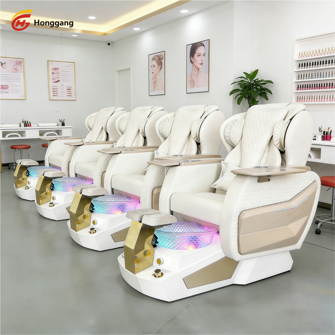 Modern Electric Full Body Massage Foot Spa Chair Comfortable Manicure Pedicure Chair with Wireless Charger