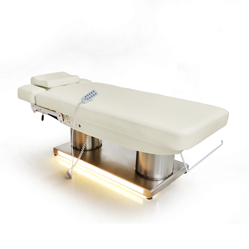 YIMMI Electric Facial Bed With Heating And Massage Adjustable Stainless Steel Base Salon Spa Treatment Table Esthetic Equipment