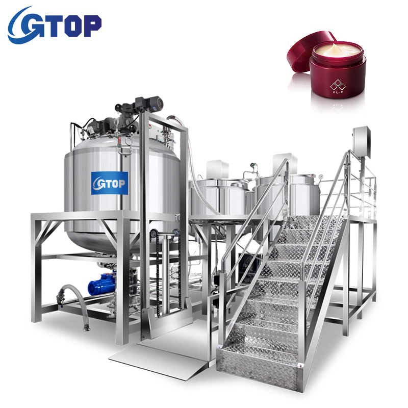 Selling high cost performance Cosmetic Manufacturing Production Line Heating Mixer Hair Gel Making Machine Liquid Soap Making Machine