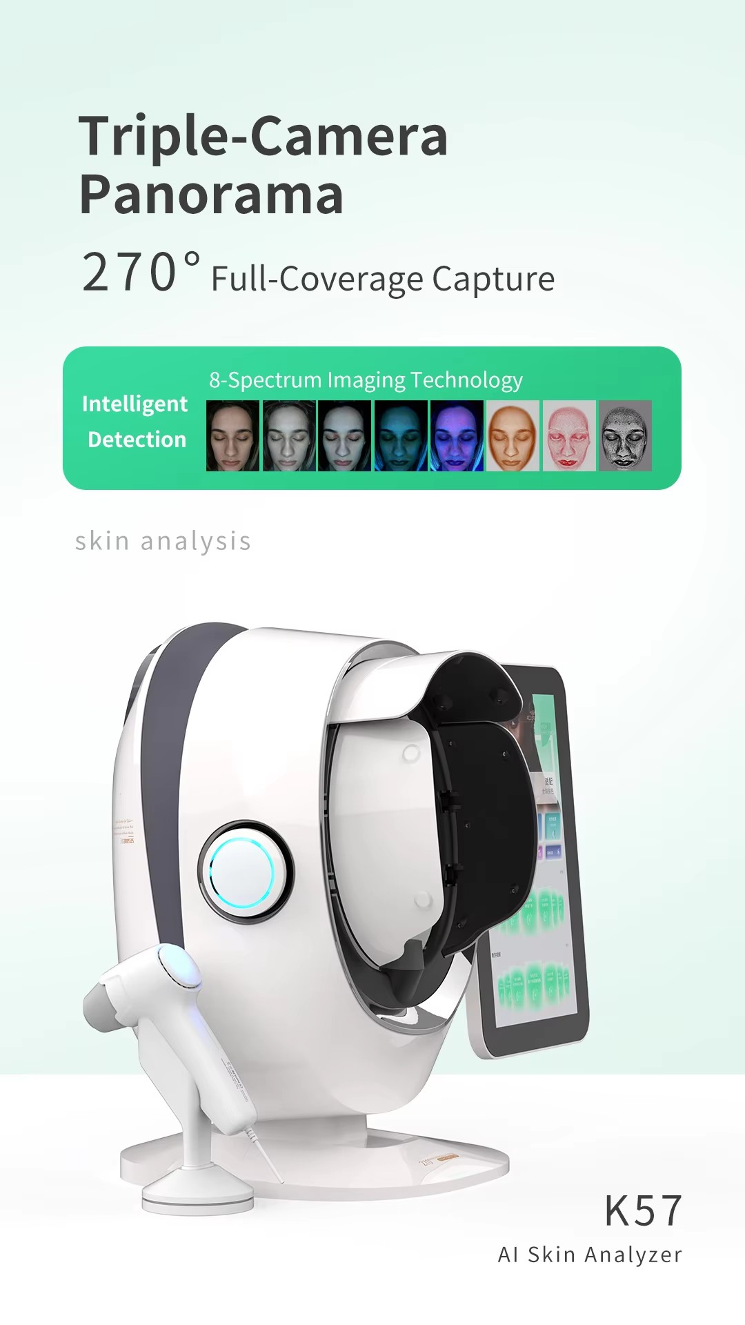 Original Production 3d Facial Skin Analyzer Analizador De Piel Skin Scanner Analyseur De Peau Facial Analysis Machine