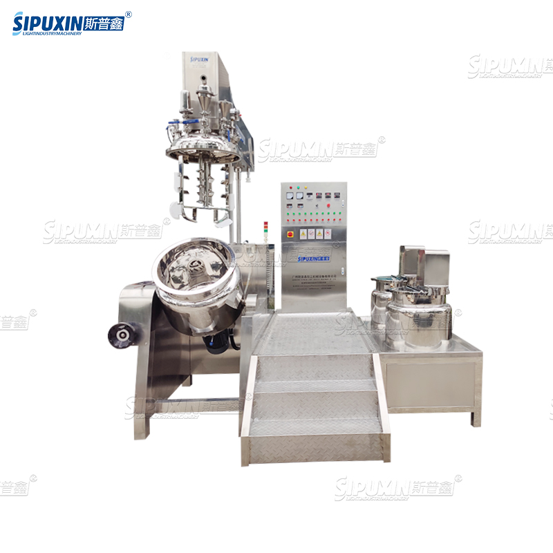 Cosmetic Cream Production Line Equipment with 100 L Vacuum Homogenizing Emulsifying Mixing Gear Featuring Core Motor Component