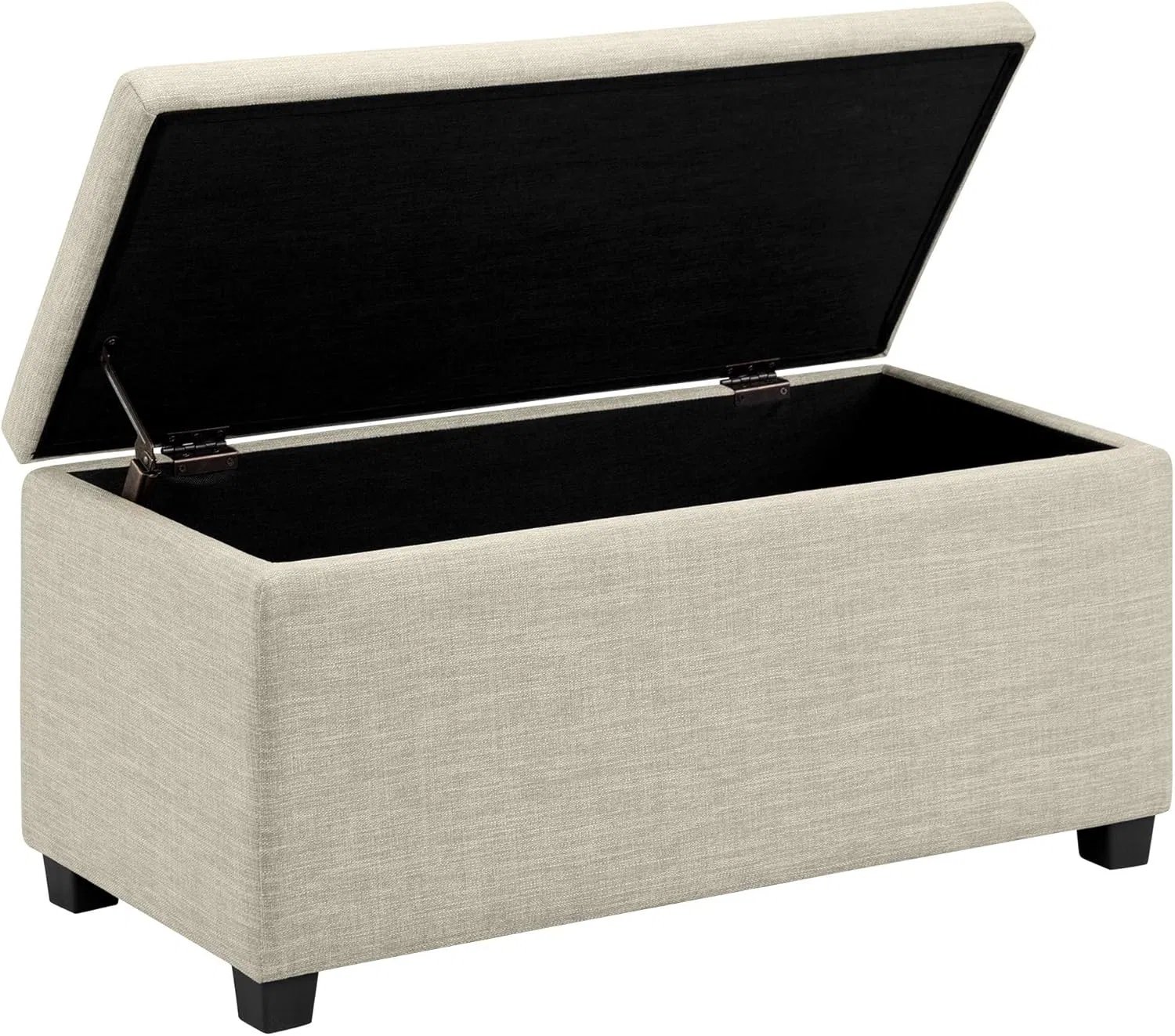 Upholstered Storage Rectangular Ottoman and Entryway Bench, Polyester, Beige