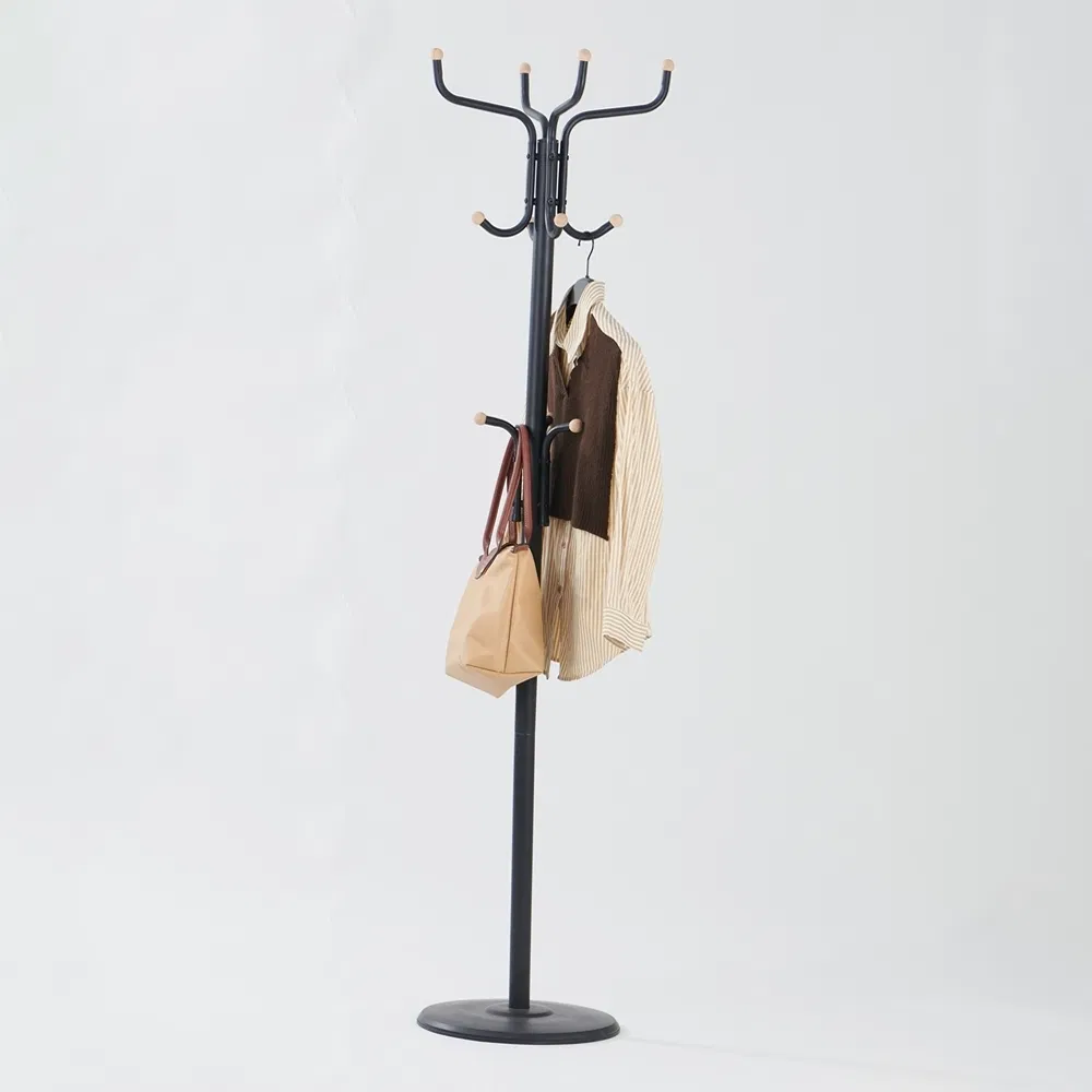 Minimalist Wooden Knob Hanger Coat Tree Rack for Entryway Closet
