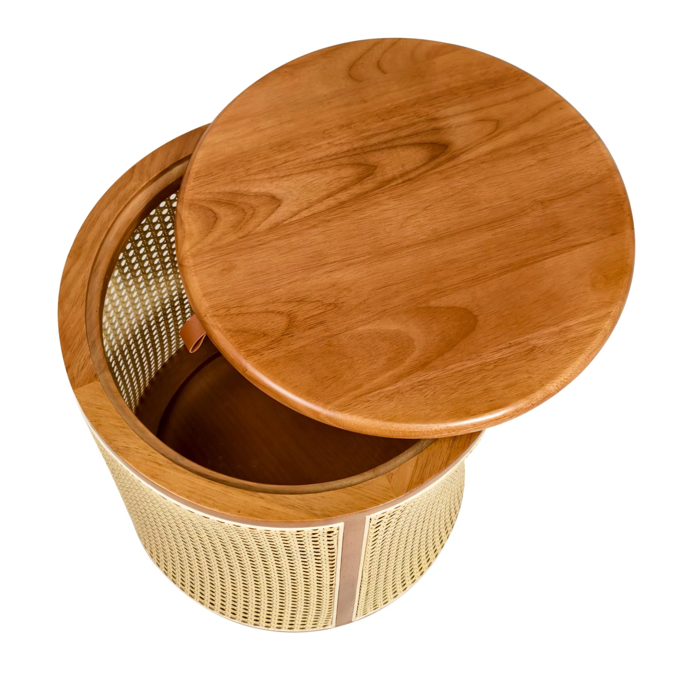 Multifunctional Modern Round Storage Wood Coffee Table for Home Living Room