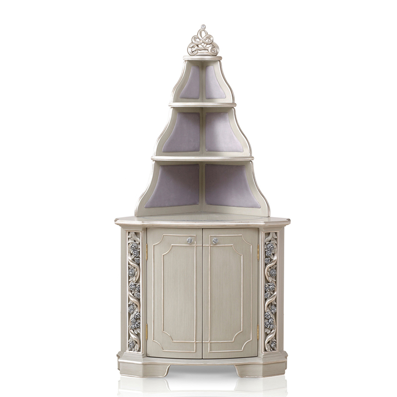 Luxurious Hand Made Carved Wood Vitrine Wooden Display Cabinet Classical Antique Corner Wine Cabinet Bookcase