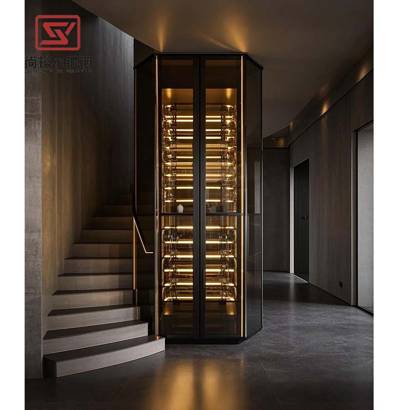 Restaurant Wine Display Rack Storage Cabinet Luxury Stainless Steel Wine Cellar Cabinet