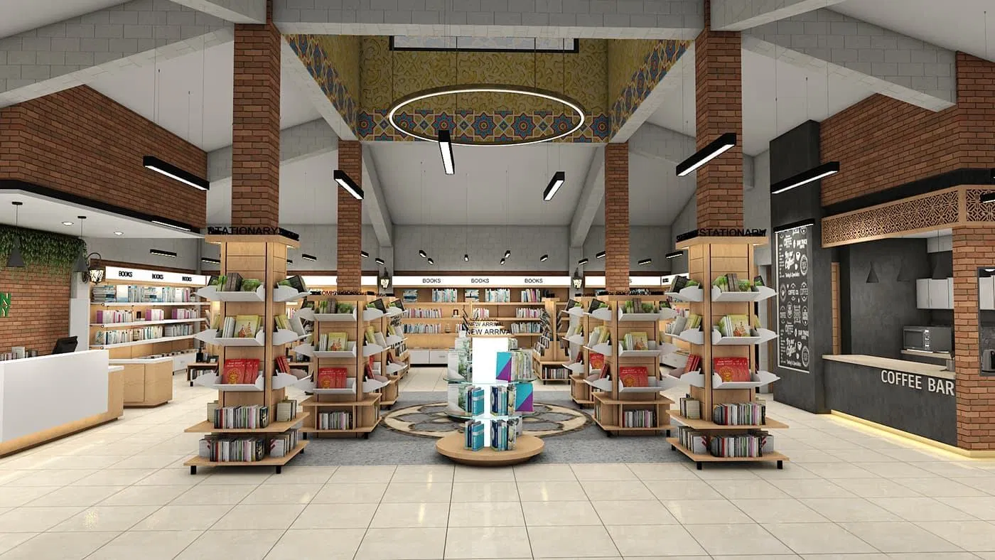 Customized Wooden LED Library Book Cabinet - Coffee Book Shop School Display Shelf Furniture Factory