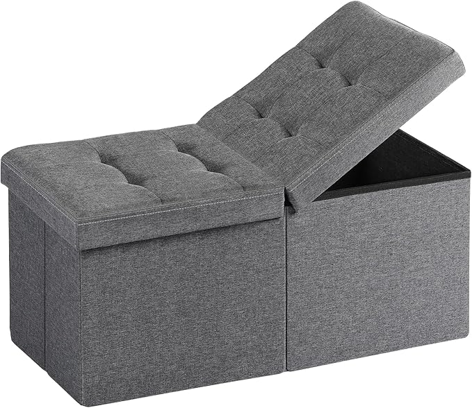 30-Inch Storage Ottoman Bench for Living Room, Bedroom, Entryway, Dark Gray