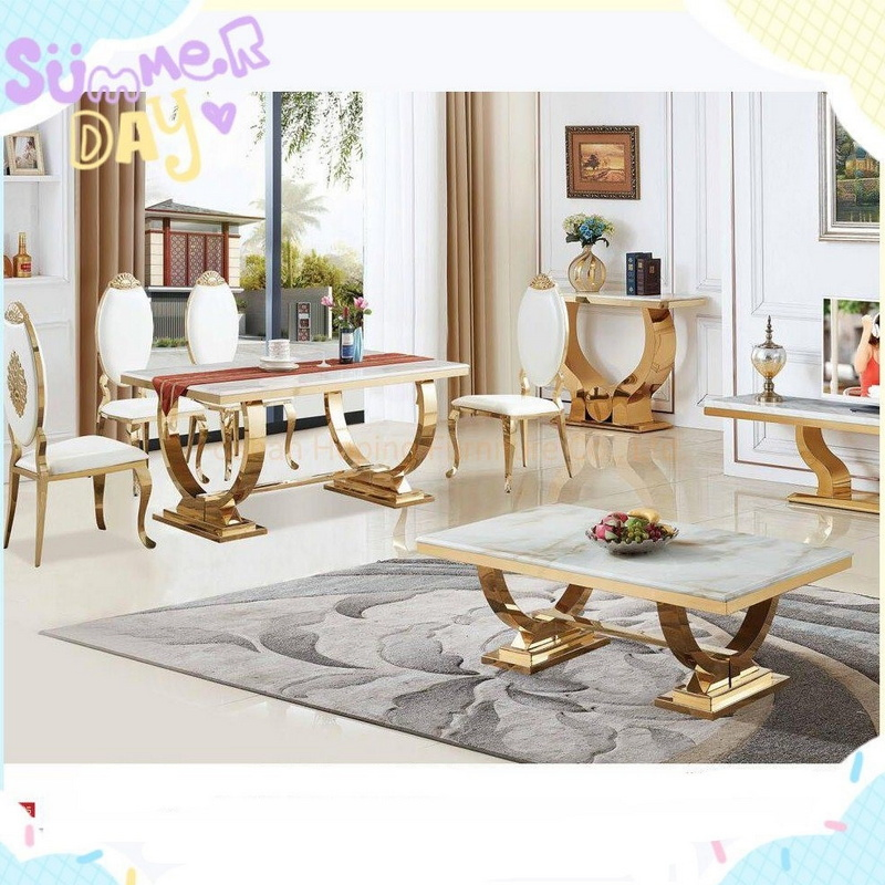 Modern High Dining TV Furniture Wedding Banquet and Table Event Decor Glass Marble Top Counter Console Table Lecture Speak Stage in Metal Base