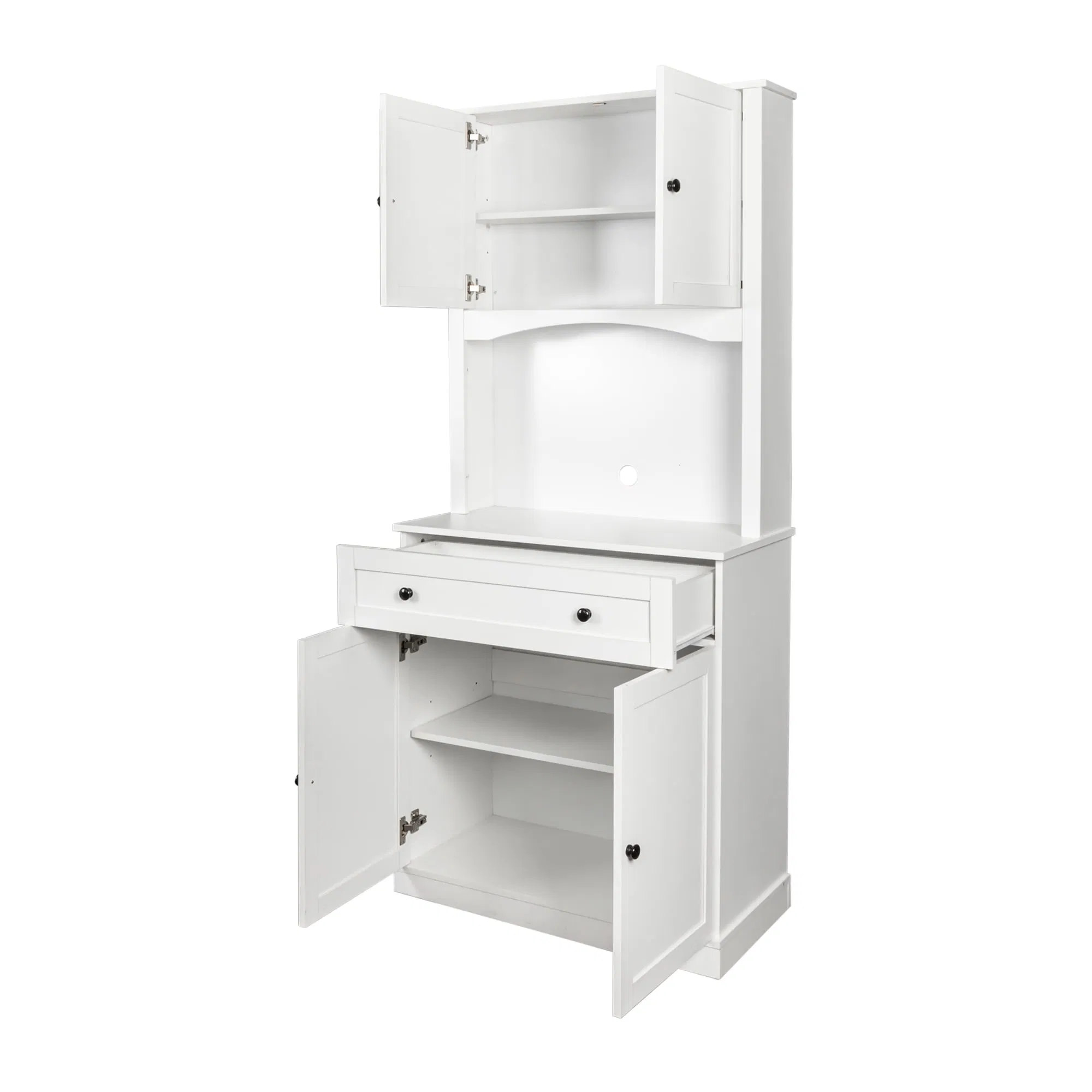 70" Tall Wardrobe Cabinet, Modern Kitchen Sideboard Console Table with 1 Drawer and 4 Doors, Wood Pantry Cabinet Side Table with Large Storage Space for Kitchen