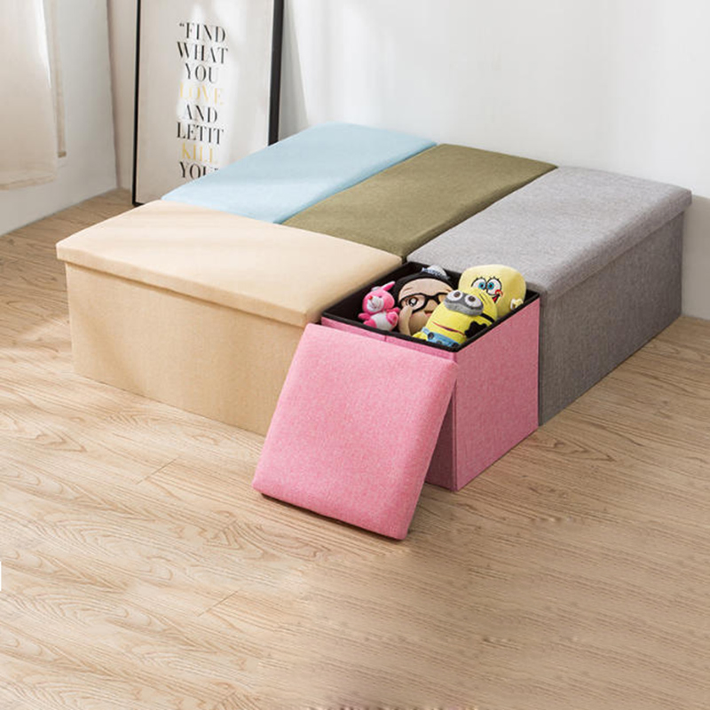 Folding Storage Ottoman Bench with Padded Seat for Bedroom