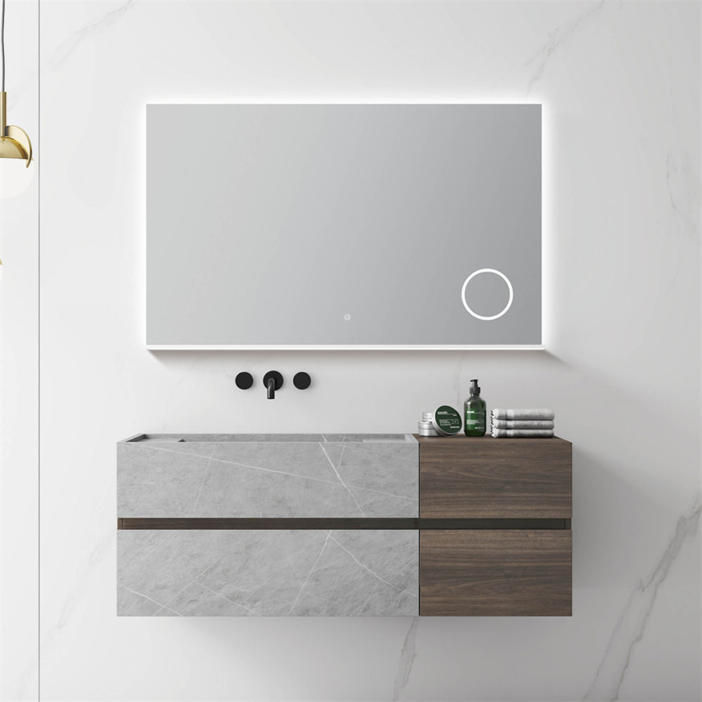 Factory Directly Modern 48inch Sintered Counter Wall Mounted Wooden Custom Bathroom Vanities