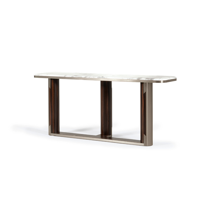 Marble Top Console Table with Stainless Steel Legs Solid Wood Decor for Entry Villa Living Room Bedroom