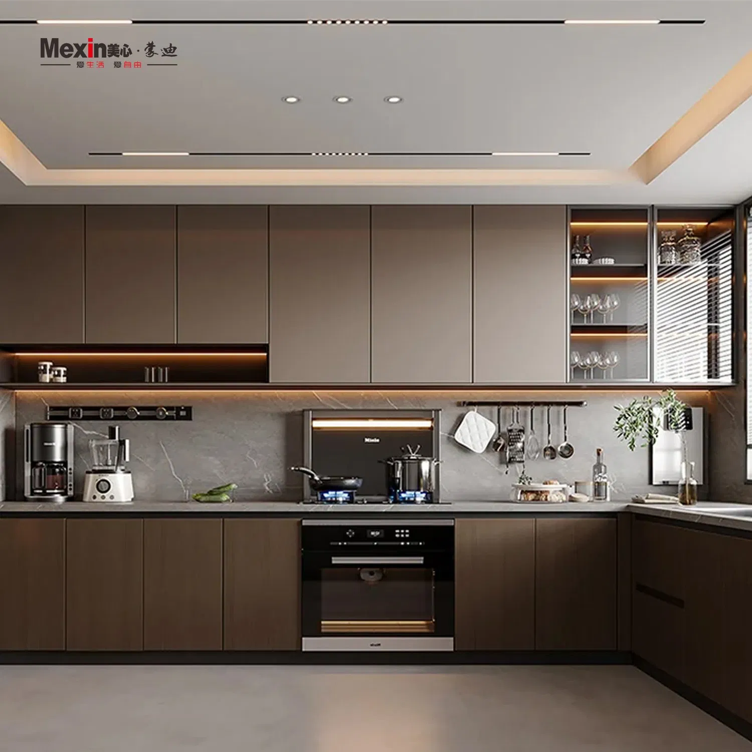 Mexin Custom Modern American Style Kitchen Cabinet Complete Sets Drawer with Storage, Pantry Cabinet and Tailored Custom Furniture