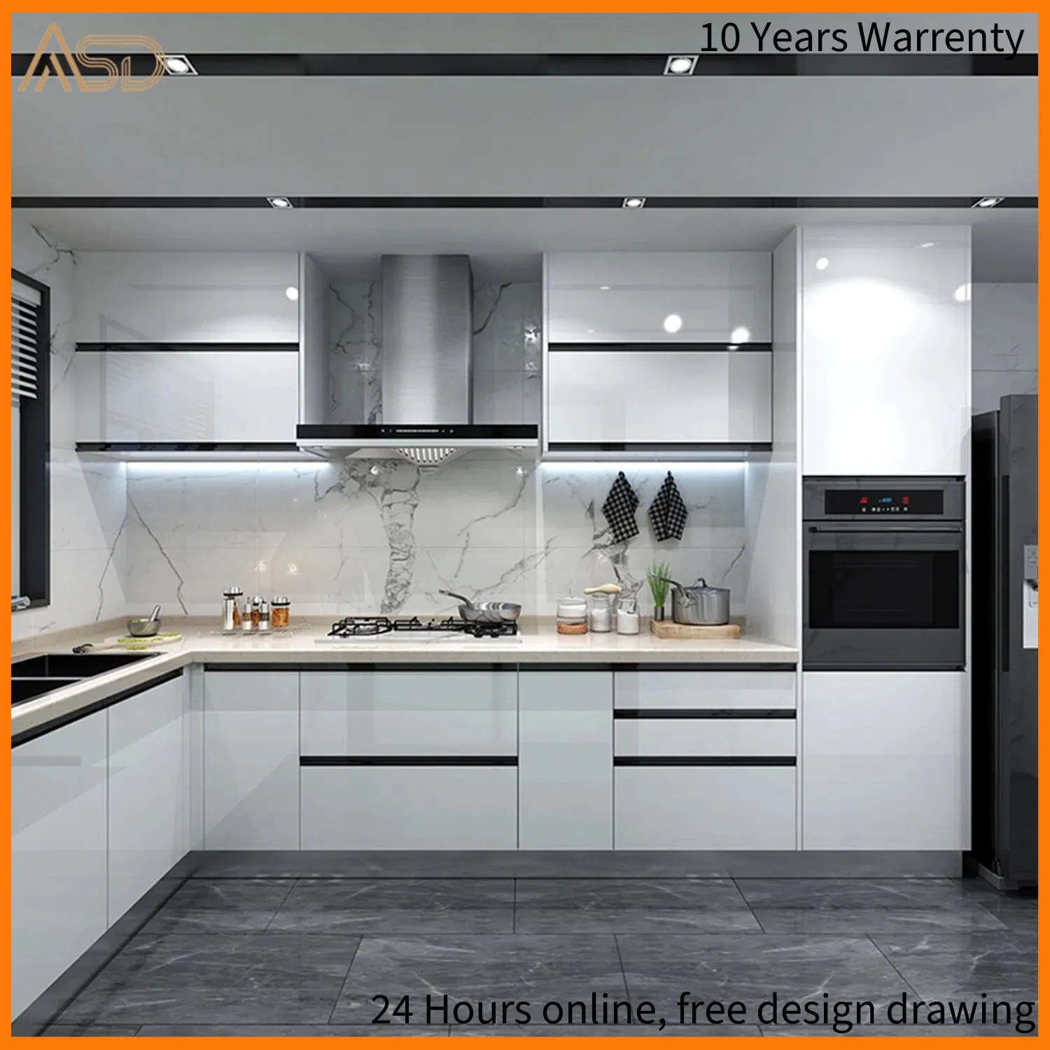 OEM Luxury Modular Design White Modern Stylish Cupboards Wooden Pantry Kitchen Cabinet