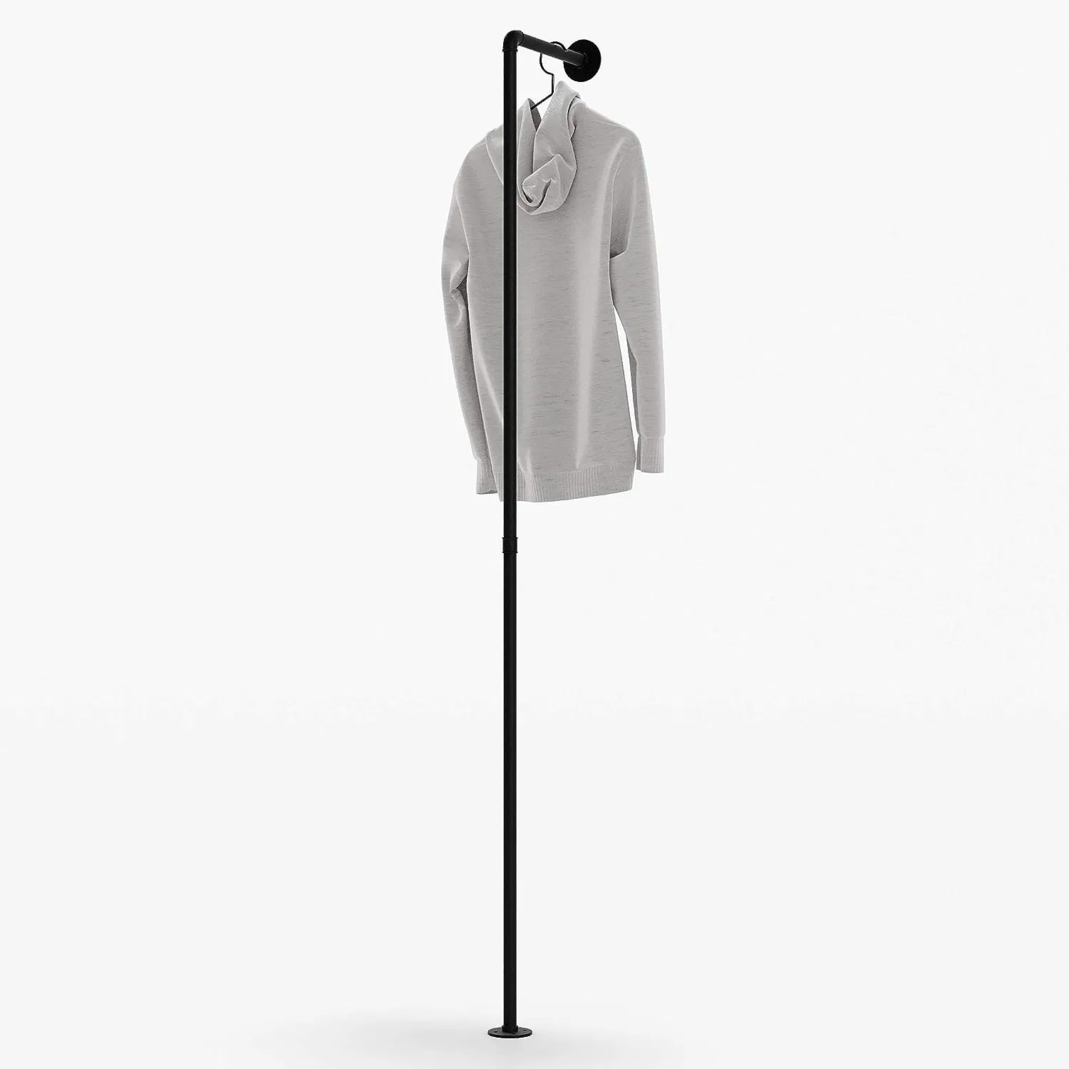 Wall Mount Industrial Pipe Coat Rack for Wardrobe Entryway and as Walk-in Closet System