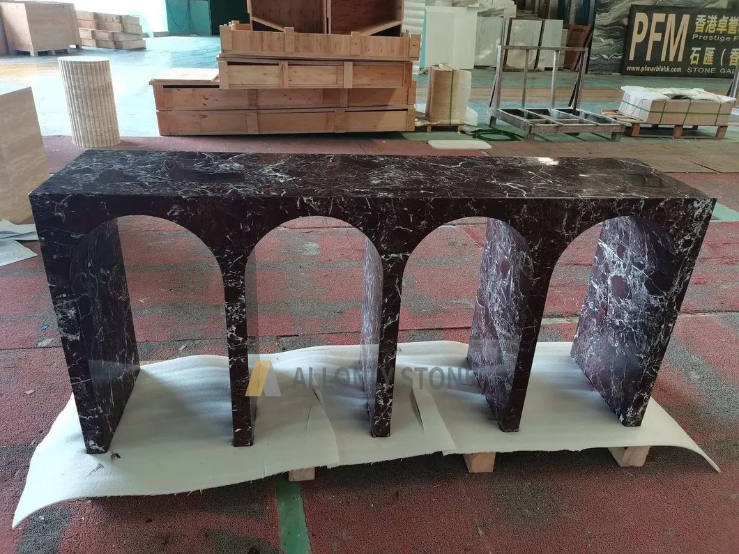 Red Marble Console Table 5