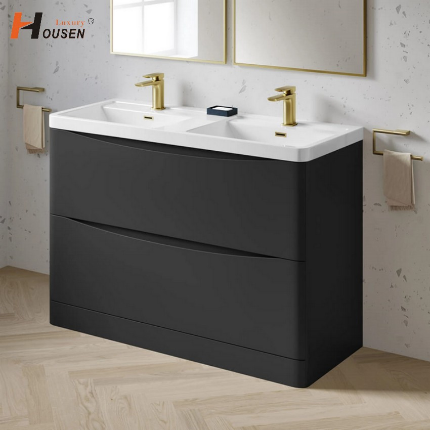 High Quality Smile Face Floor Standing Bathroom Vanity with Ceramic Basin
