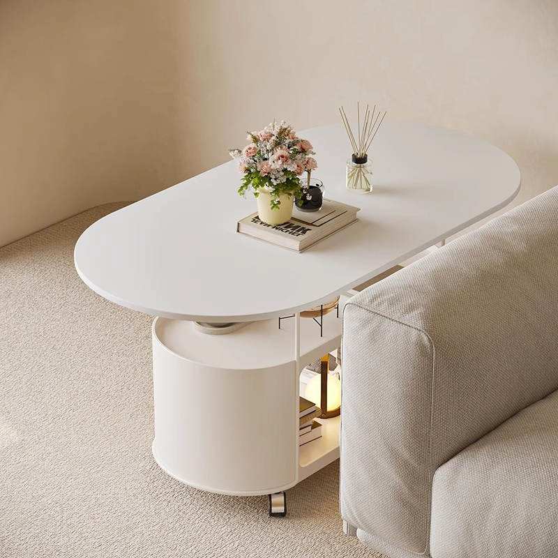 Mobile Coffee Table Cream Wind Marble Bedside Table Storage Integrated Cabinet