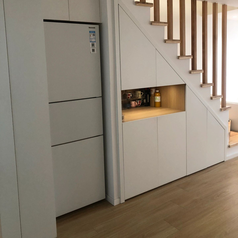 Metal /Aluminum Walnut Cabinet Bar Dining Sideboard Wooden Furniture Multi-Functional Basement Stair Shelf Corner Cabinet Display