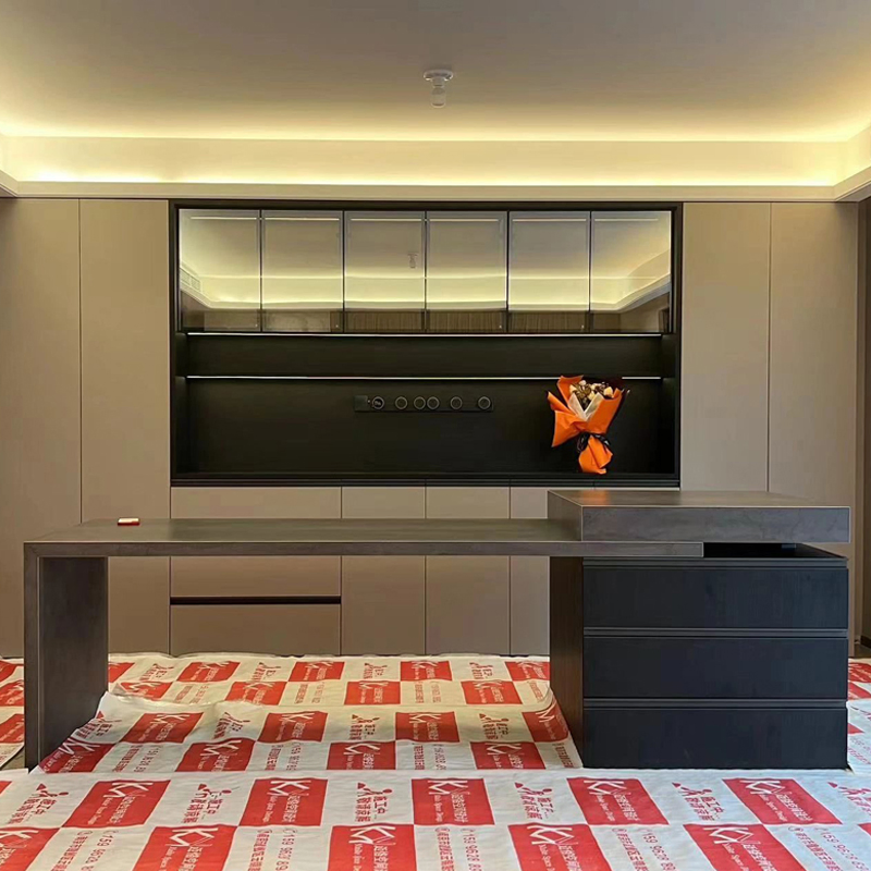 Luxury Wood Glass Whiskey Wine Cabinet Corner Cabinet Display Luxurious Temperature Controled Wall Mounted Glass Wine Bottle Cabinet