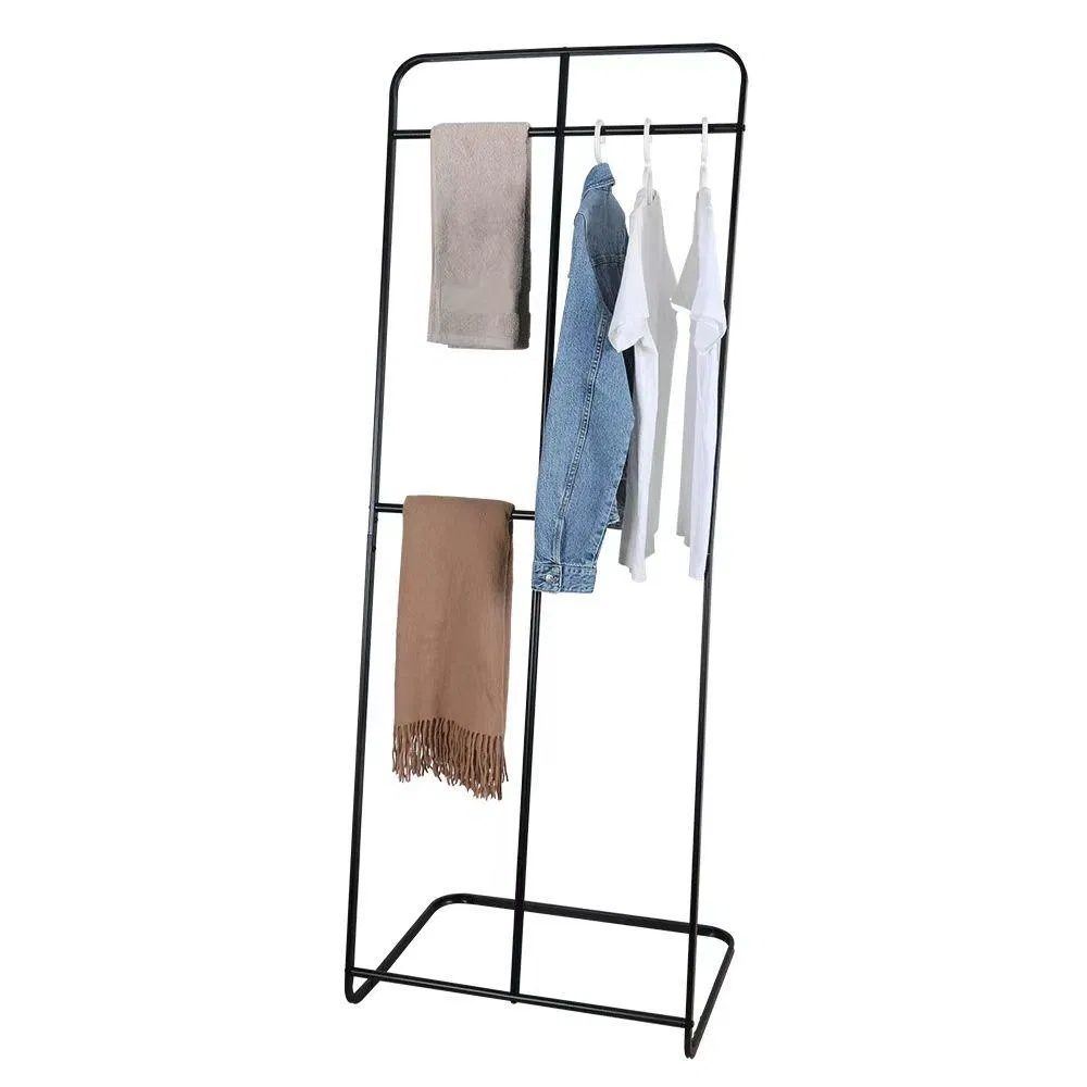Minimalist Black Metal Coat Rack with Multi-Hook Storage for Bedroom &amp; Entryway